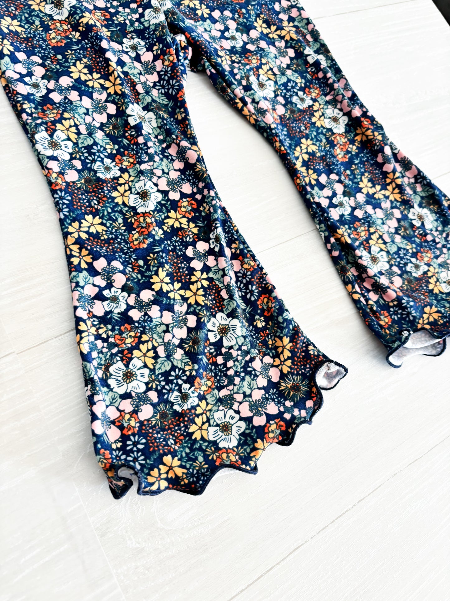 Navy Floral Flare Pants